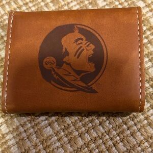Leather Trifold Wallet - Brown with Embossed Logo